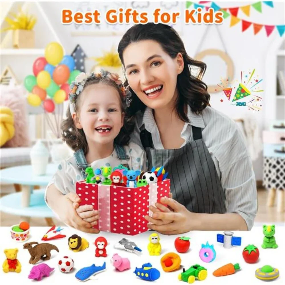 70 Pack‎ Animal Assorted Erasers for Kids Back to School Supplies Bundle Set